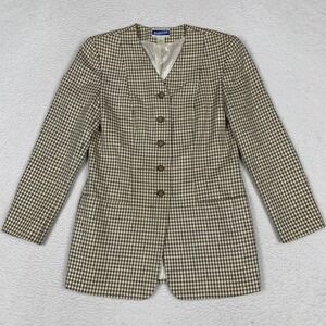 VTG Pendleton Classic Houndstooth Blazer Jacket 6 Collarless Wool USA Made 80s